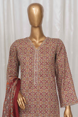 Bin Saeed Stitched 3 Piece Exclusive Printed Lawn Vol-04 Collection-SM-1381-Brown
