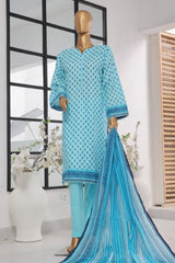 Bin Saeed Stitched 3 Piece Exclusive Printed Lawn Vol-03 Collection-SM-1389-Ferozi