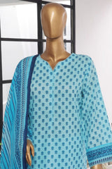 Bin Saeed Stitched 3 Piece Exclusive Printed Lawn Vol-03 Collection-SM-1389-Ferozi