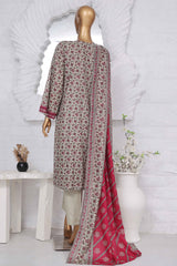 Bin Saeed Stitched 3 Piece Exclusive Printed Lawn Vol-02 Collection-SM-1390-Grey