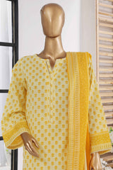 Bin Saeed Stitched 3 Piece Exclusive Printed Lawn Vol-02 Collection-SM-1392-Yellow