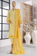 Bin Saeed Stitched 3 Piece Exclusive Printed Lawn Vol-02 Collection-SM-1392-Yellow