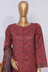 Bin Saeed Stitched 3 Piece Exclusive Printed Lawn Vol-02 Collection-SM-1393-Maroon