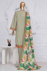Bin Saeed Stitched 3 Piece Exclusive Printed Lawn Vol-05 Collection-SM-1395-Green