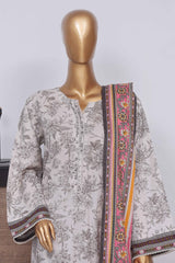 Bin Saeed Stitched 3 Piece Exclusive Printed Lawn Vol-03 Collection-SM-1396-Grey