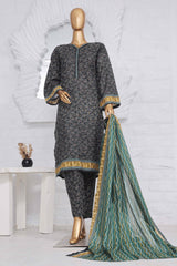 Bin Saeed Stitched 3 Piece Exclusive Printed Lawn Vol-02 Collection-SM-1398-Black