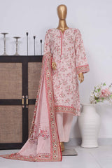 Bin Saeed Stitched 3 Piece Exclusive Printed Lawn Vol-04 Collection-SM-1402-Pink