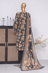Bin Saeed Stitched 3 Piece Exclusive Printed Lawn Vol-01 Collection-SM-1407-Black