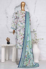 Bin Saeed Stitched 3 Piece Exclusive Printed Lawn Vol-03 Collection-SM-1410-L.Grey