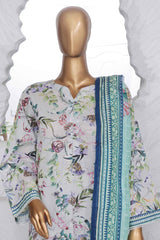 Bin Saeed Stitched 3 Piece Exclusive Printed Lawn Vol-03 Collection-SM-1410-L.Grey