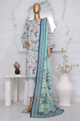 Bin Saeed Stitched 3 Piece Exclusive Printed Lawn Vol-03 Collection-SM-1410-L.Grey