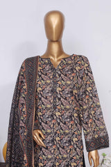 Bin Saeed Stitched 3 Piece Exclusive Printed Lawn Vol-04 Collection-SM-1411-Brown
