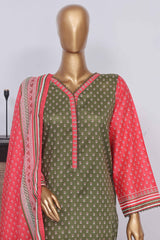 Bin Saeed Stitched 3 Piece Exclusive Printed Lawn Vol-02 Collection-SM-1413-Dark Green