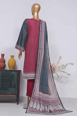 Bin Saeed Stitched 3 Piece Exclusive Printed Lawn Vol-05 Collection-SM-1414-Maroon