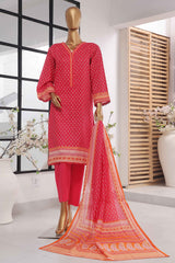 Bin Saeed Stitched 3 Piece Exclusive Printed Lawn Vol-05 Collection-SM-1416-Dark Pink