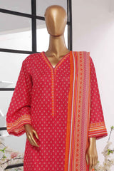 Bin Saeed Stitched 3 Piece Exclusive Printed Lawn Vol-05 Collection-SM-1416-Dark Pink