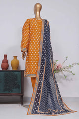 Bin Saeed Stitched 3 Piece Exclusive Printed Lawn Vol-03 Collection-SM-1420-Mustard