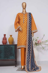 Bin Saeed Stitched 3 Piece Exclusive Printed Lawn Vol-03 Collection-SM-1420-Mustard