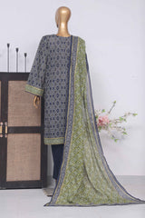 Bin Saeed Stitched 3 Piece Exclusive Printed Lawn Vol-04 Collection-SM-1422-Blue