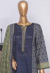 Bin Saeed Stitched 3 Piece Exclusive Printed Lawn Vol-04 Collection-SM-1422-Blue