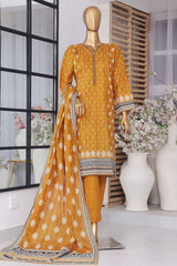 Bin Saeed Stitched 3 Piece Exclusive Printed Lawn Vol-05 Collection-SM-1423-Golden