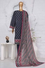 Bin Saeed Stitched 3 Piece Exclusive Printed Lawn Vol-03 Collection-SM-1426-Navy Blue