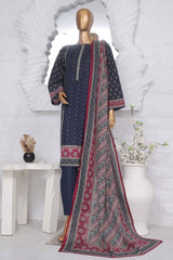 Bin Saeed Stitched 3 Piece Exclusive Printed Lawn Vol-03 Collection-SM-1426-Navy Blue