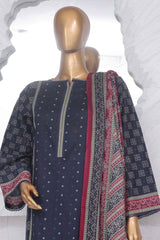 Bin Saeed Stitched 3 Piece Exclusive Printed Lawn Vol-03 Collection-SM-1426-Navy Blue