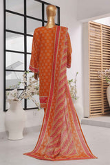 Bin Saeed Stitched 3 Piece Exclusive Printed Lawn Vol-02 Collection-SM-1427-Orange
