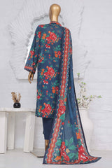 Bin Saeed Stitched 3 Piece Exclusive Printed Lawn Vol-03 Collection-SM-1429-Blue