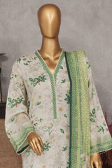 Bin Saeed Stitched 3 Piece Exclusive Printed Lawn Vol-04 Collection-SM-1432-Off White