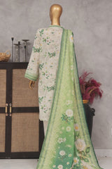 Bin Saeed Stitched 3 Piece Exclusive Printed Lawn Vol-04 Collection-SM-1432-Off White