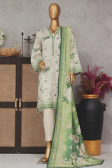 Bin Saeed Stitched 3 Piece Exclusive Printed Lawn Vol-04 Collection-SM-1432-Off White