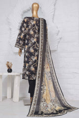 Bin Saeed Stitched 3 Piece Exclusive Printed Lawn Vol-04 Collection-SM-1434-Black