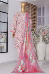 Bin Saeed Stitched 3 Piece Exclusive Printed Lawn Vol-02 Collection-SM-1436-Pink