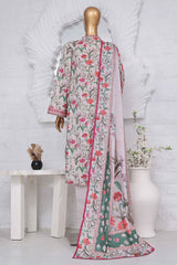 Bin Saeed Stitched 3 Piece Exclusive Printed Lawn Vol-04 Collection-SM-1437-Grey