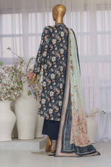 Bin Saeed Stitched 3 Piece Exclusive Printed Lawn Vol-03 Collection-SM-1439-Navy Blue