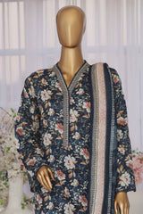 Bin Saeed Stitched 3 Piece Exclusive Printed Lawn Vol-03 Collection-SM-1439-Navy Blue