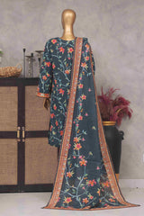 Bin Saeed Stitched 3 Piece Exclusive Printed Lawn Vol-01 Collection-SM-1446-Dark Green