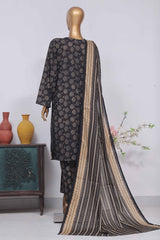 Bin Saeed Stitched 3 Piece Exclusive Printed Lawn Vol-02 Collection-SM-1450-Black