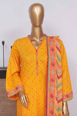 Bin Saeed Stitched 3 Piece Exclusive Printed Lawn Vol-03 Collection-SM-1451-Orange