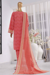 Bin Saeed Stitched 3 Piece Exclusive Printed Lawn Vol-02 Collection-SM-1454-Pink