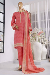 Bin Saeed Stitched 3 Piece Exclusive Printed Lawn Vol-02 Collection-SM-1454-Pink