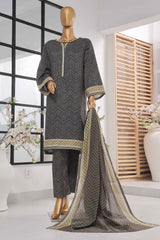 Bin Saeed Stitched 3 Piece Exclusive Printed Lawn Vol-04 Collection-SM-1455-Black