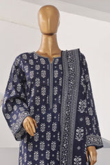 Bin Saeed Stitched 3 Piece Exclusive Printed Lawn Vol-03 Collection-SM-1456-Navy Blue