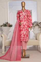 Bin Saeed Stitched 3 Piece Exclusive Printed Lawn Vol-05 Collection-SM-1518-Pink