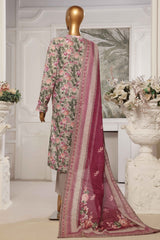 Bin Saeed Stitched 3 Piece Exclusive Printed Lawn Vol-05 Collection-SM-1519-Grey