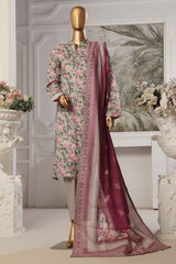 Bin Saeed Stitched 3 Piece Exclusive Printed Lawn Vol-05 Collection-SM-1519-Grey