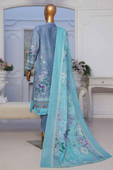 Bin Saeed Stitched 3 Piece Exclusive Printed Lawn Vol-05 Collection-SM-1521-Sky Blue