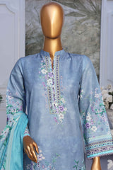 Bin Saeed Stitched 3 Piece Exclusive Printed Lawn Vol-05 Collection-SM-1521-Sky Blue